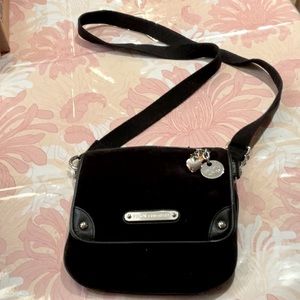 Juicy Couture black velvet suede crossbody flap bag.